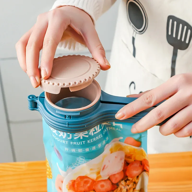 Food Snacks Candy - 1 Stück Lebensmittel-Aufbewahrungsbeutel-Verschlussclips, Plastikdeckel-Verschlussclip mit Ausgießern,