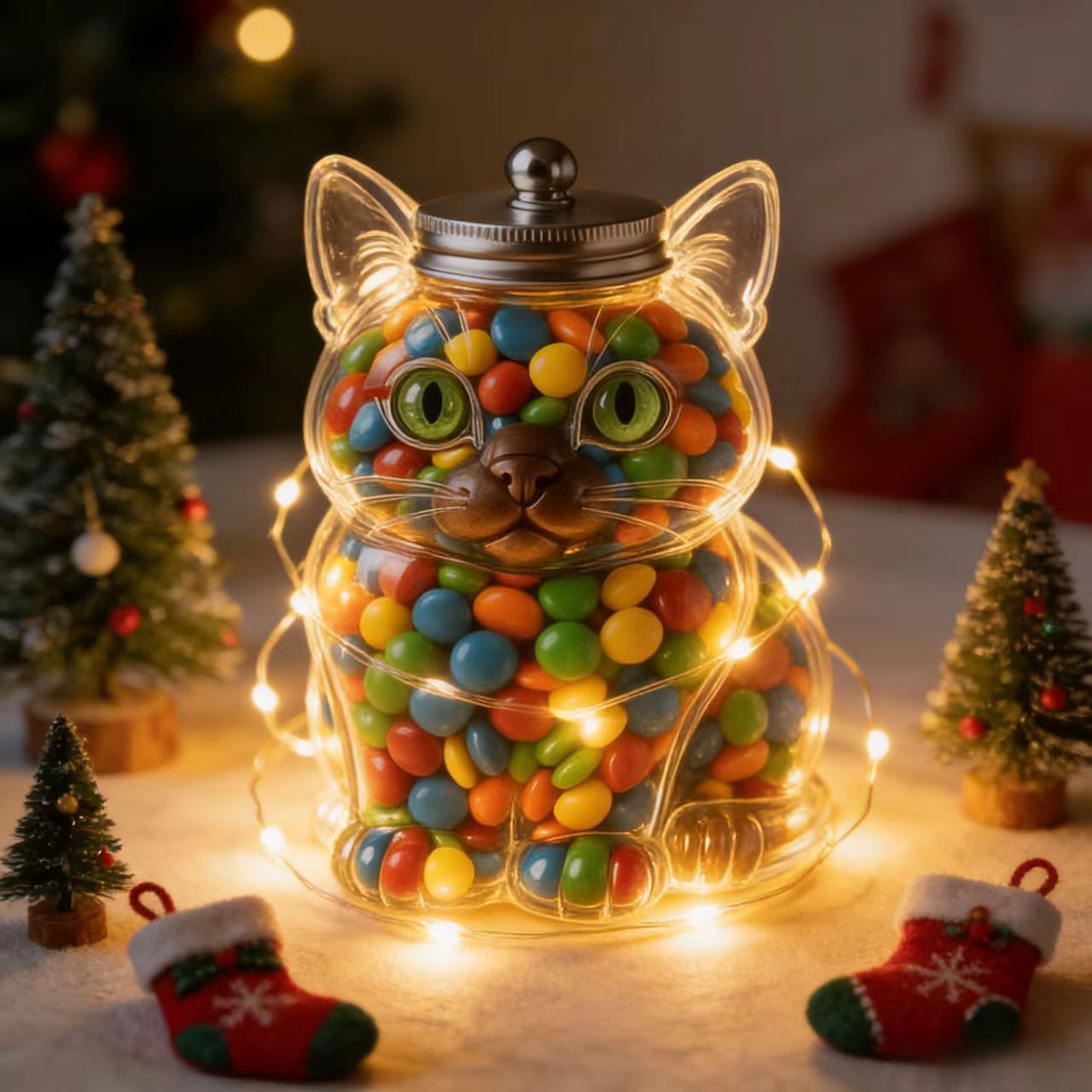 Niedliches Katzenförmiges Glas – Food Snacks Candy Bewertung und Preis