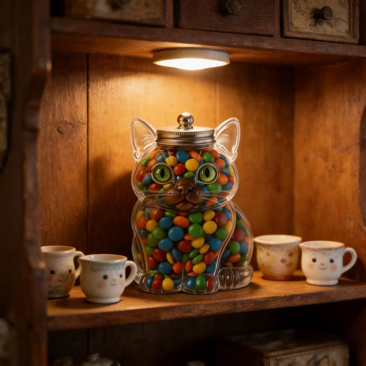 Niedliches Katzenförmiges Glas – Food Snacks Candy Bewertung und Preis